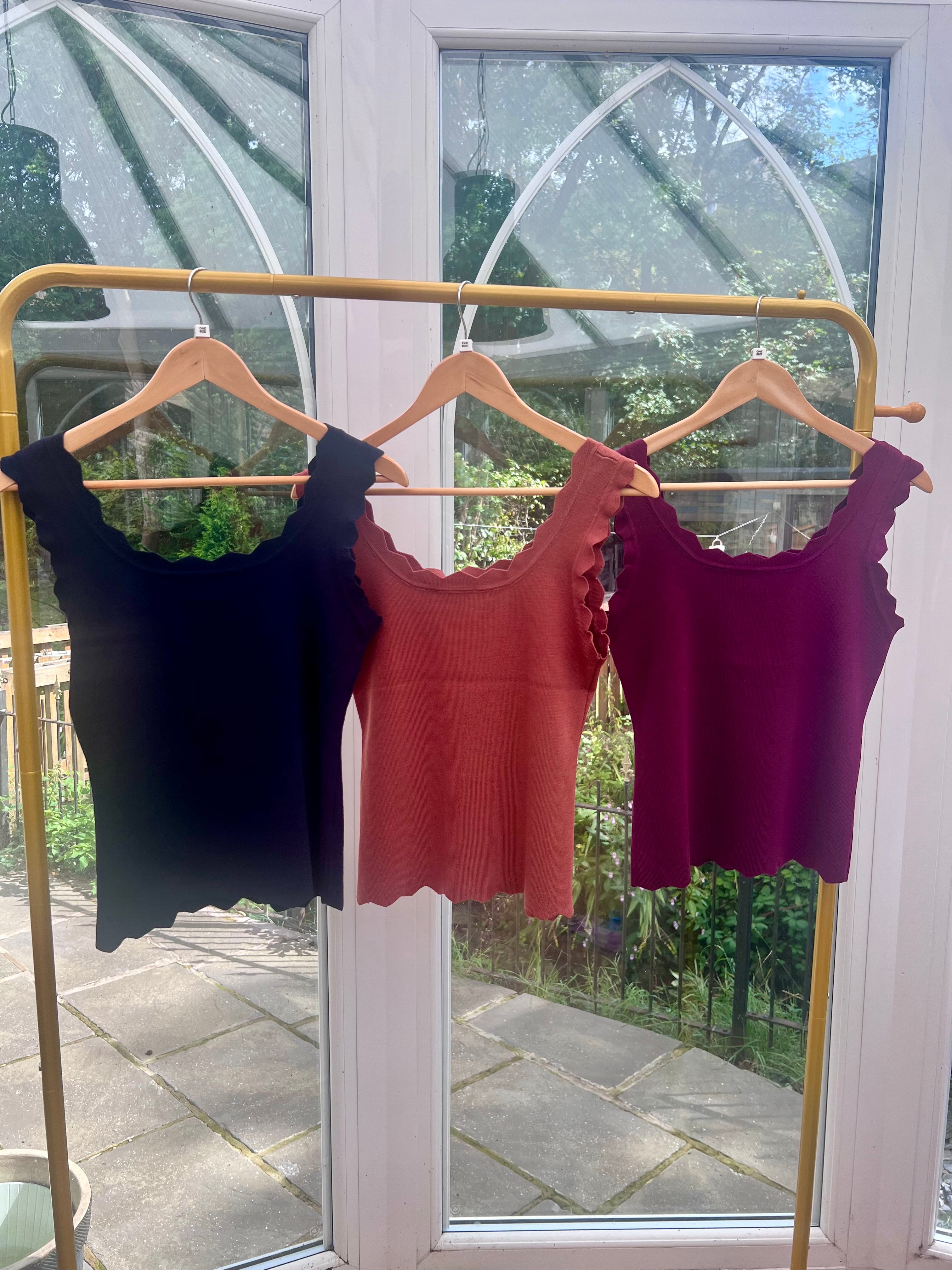 Ribbed Frill Vest Top