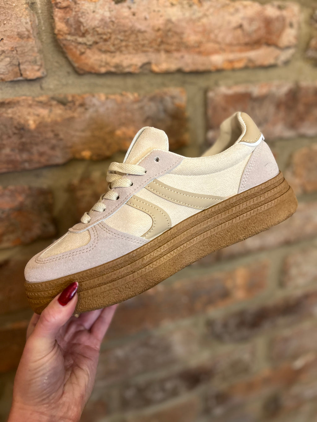 Cream, beige and tan trainers