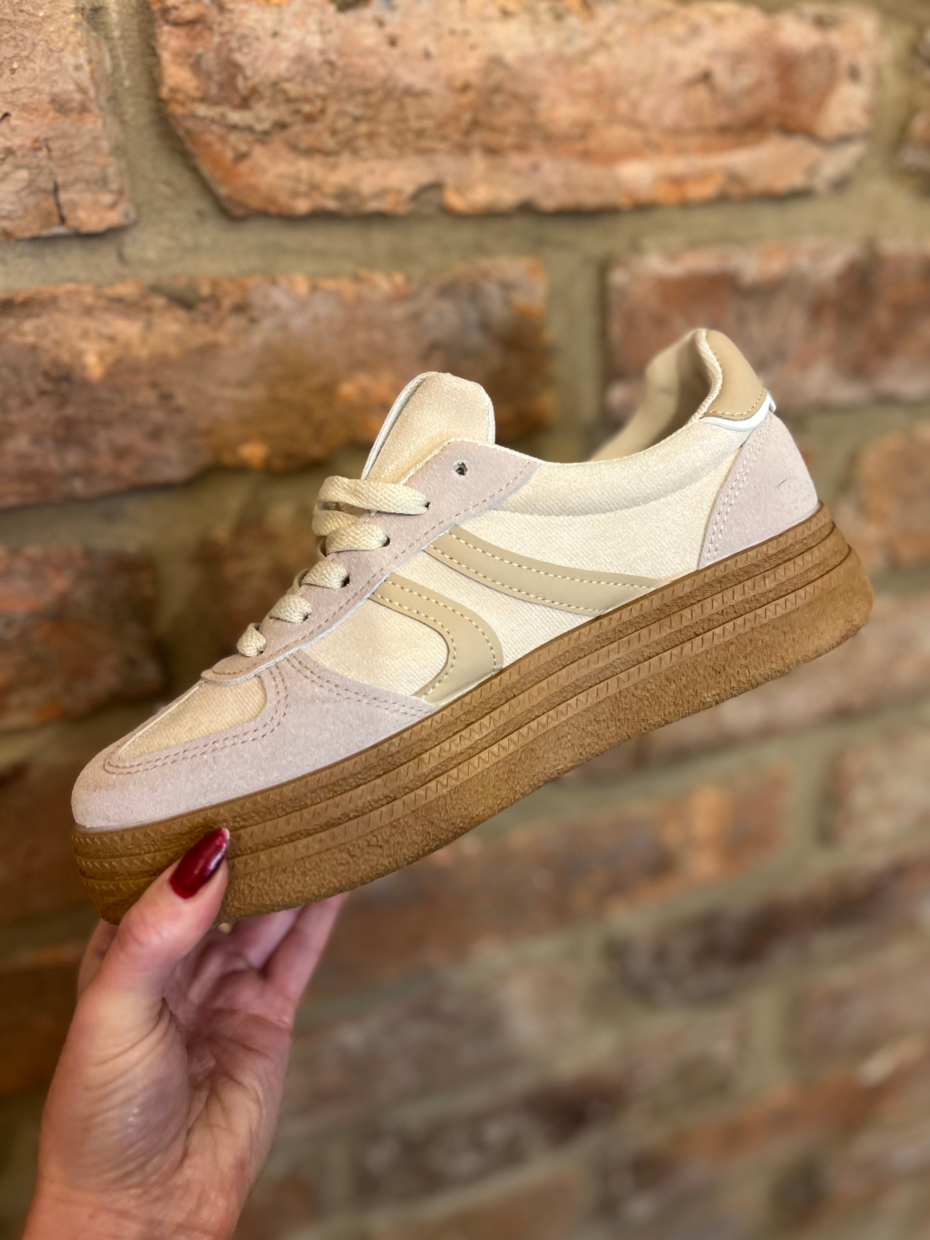 Cream, beige and tan trainers