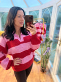 Pink and red stripped jumper