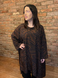 Brown & Black Asymmetric Design Tunic Top