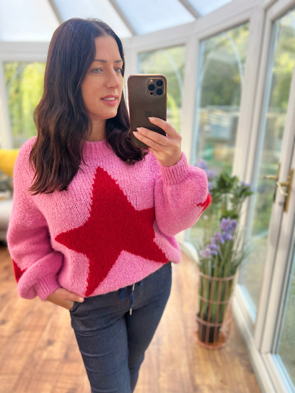 Pink star jumper