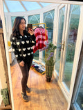 Black and white heart jumper