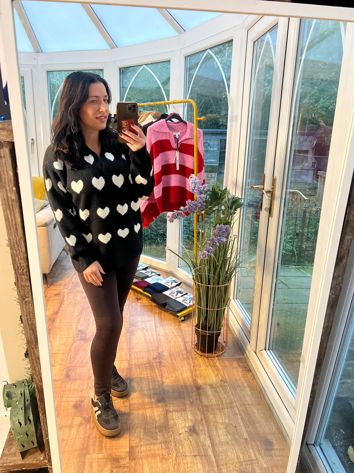 Black and white heart jumper