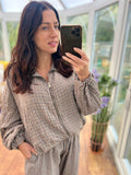Beige and brown checked co ord