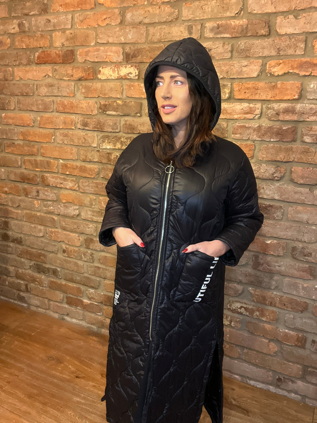 Black padded winter coat