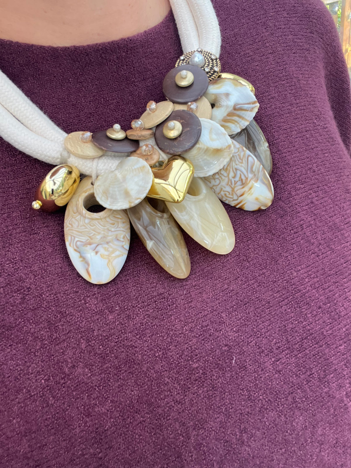 Neutral coloured statement necklace