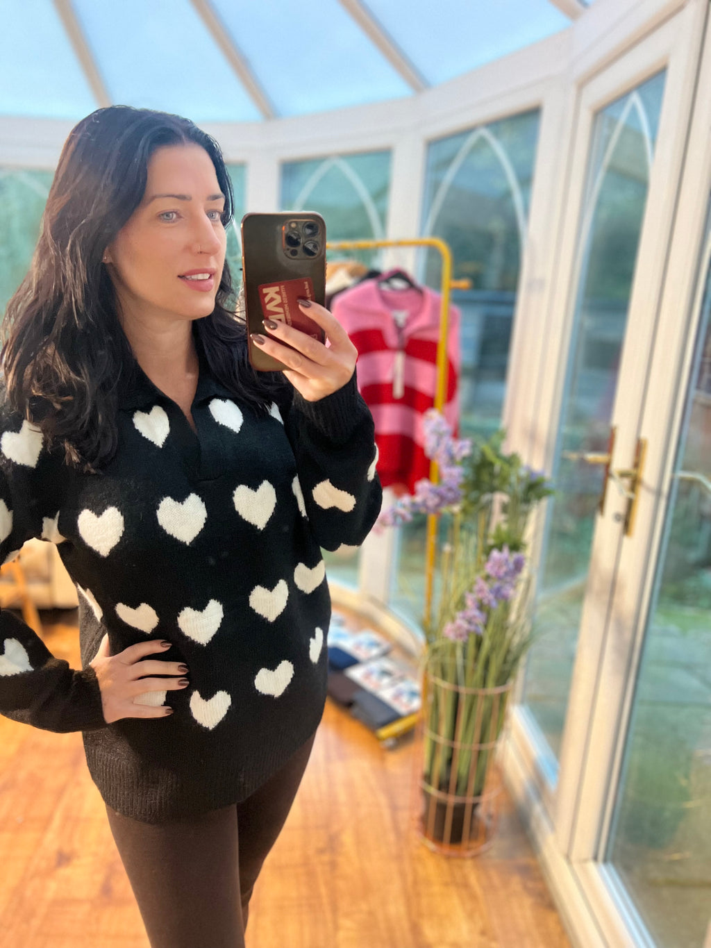 Black and white heart jumper