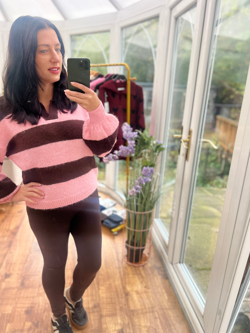 Pink and Chocolate striped jumper