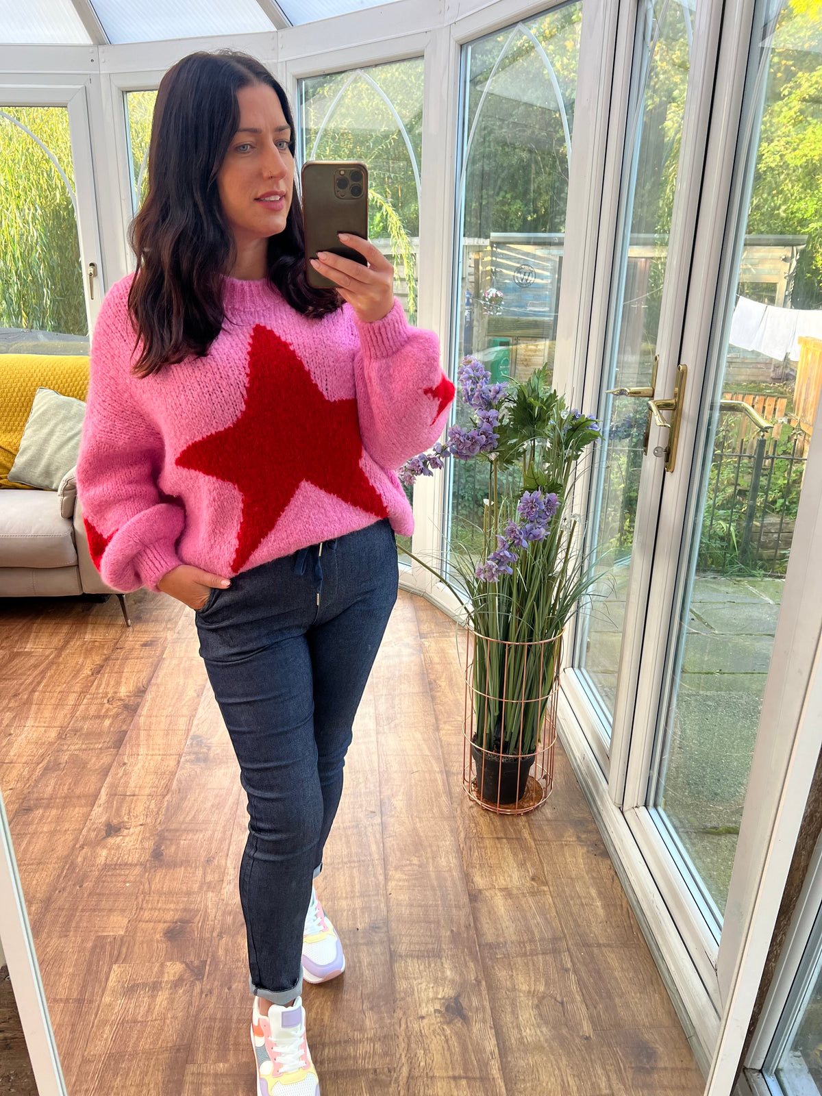 Pink star jumper