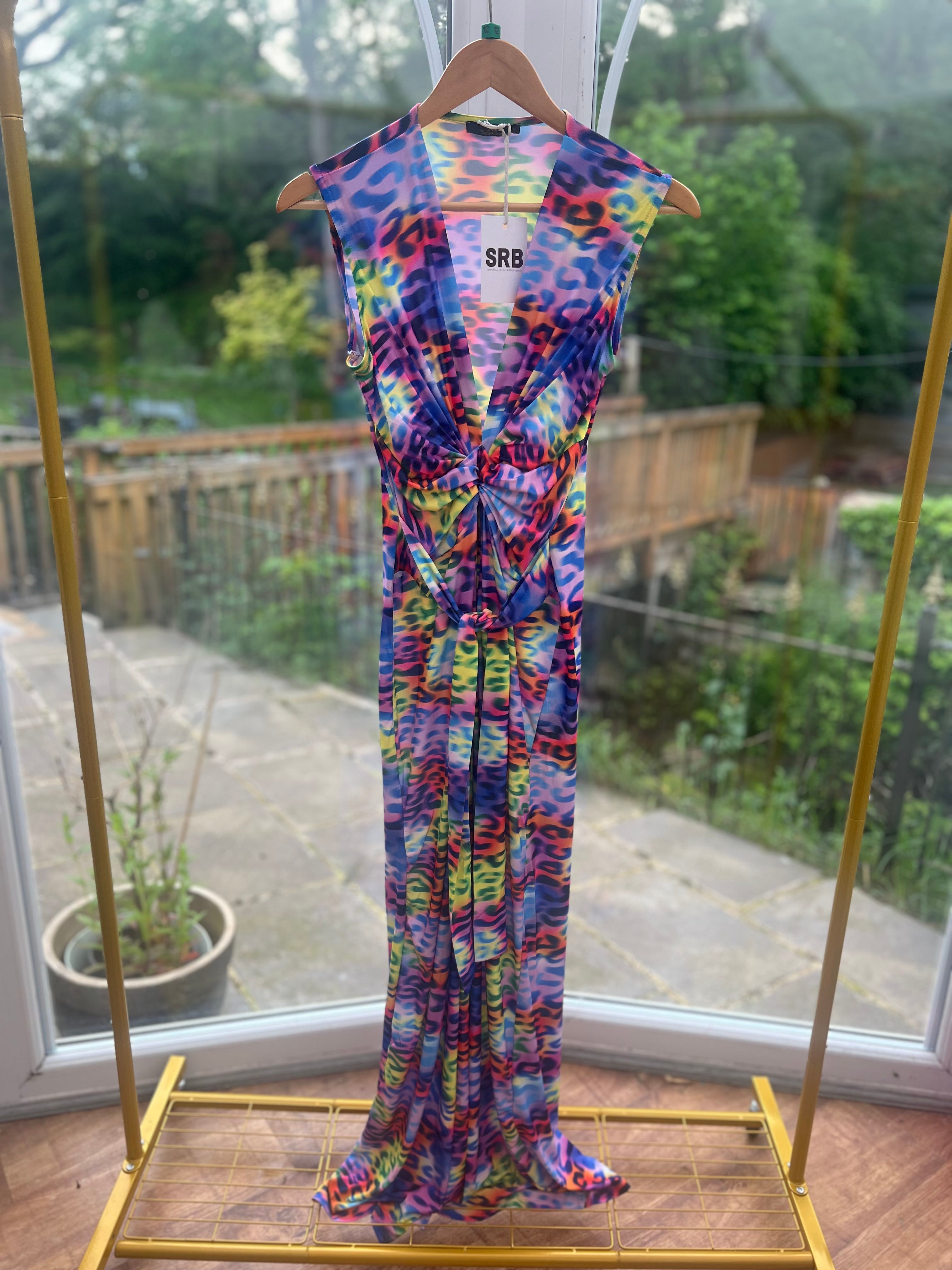 Neon and leopard print dress