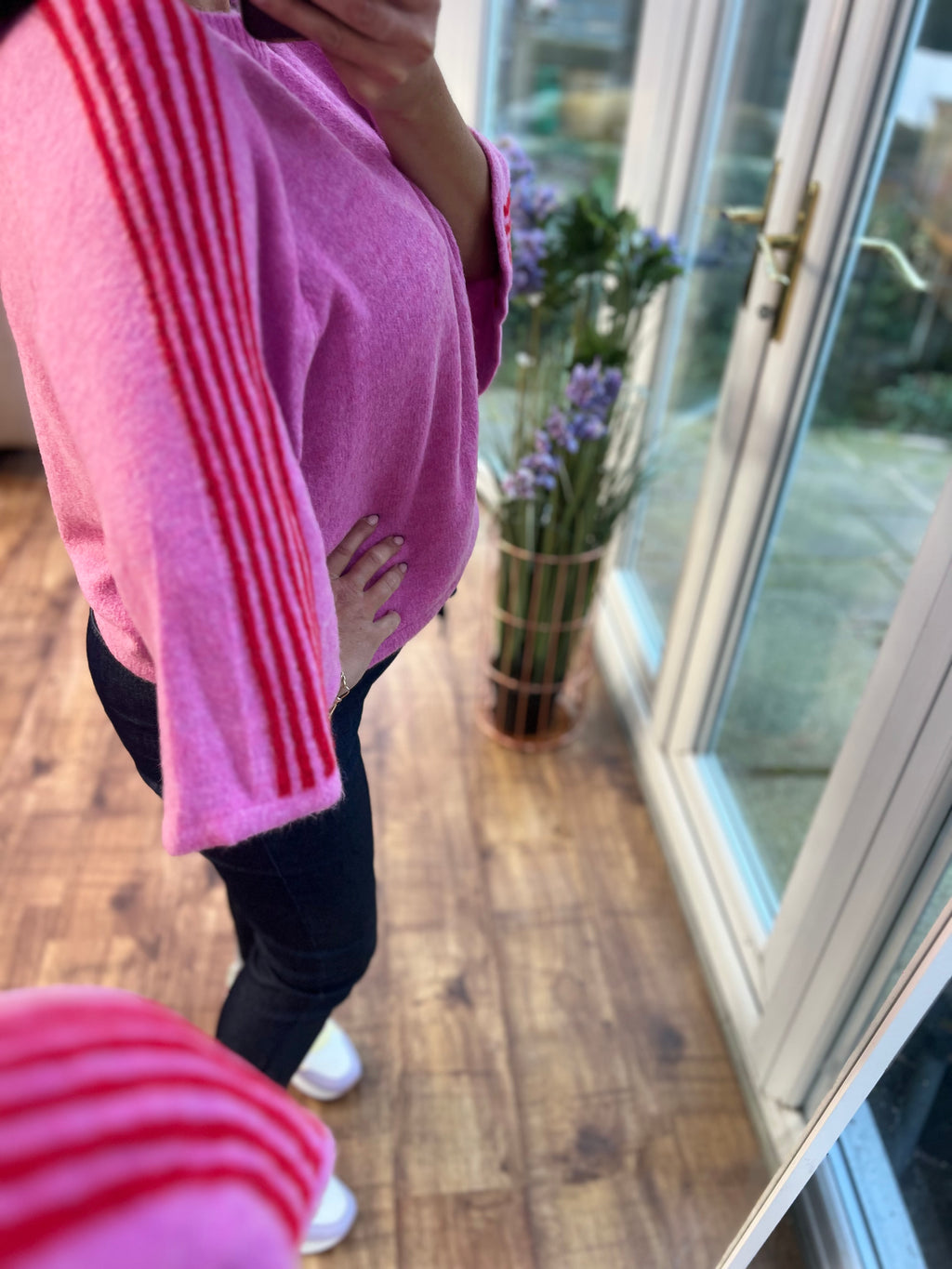 Pink 3/4 sleeve jumper