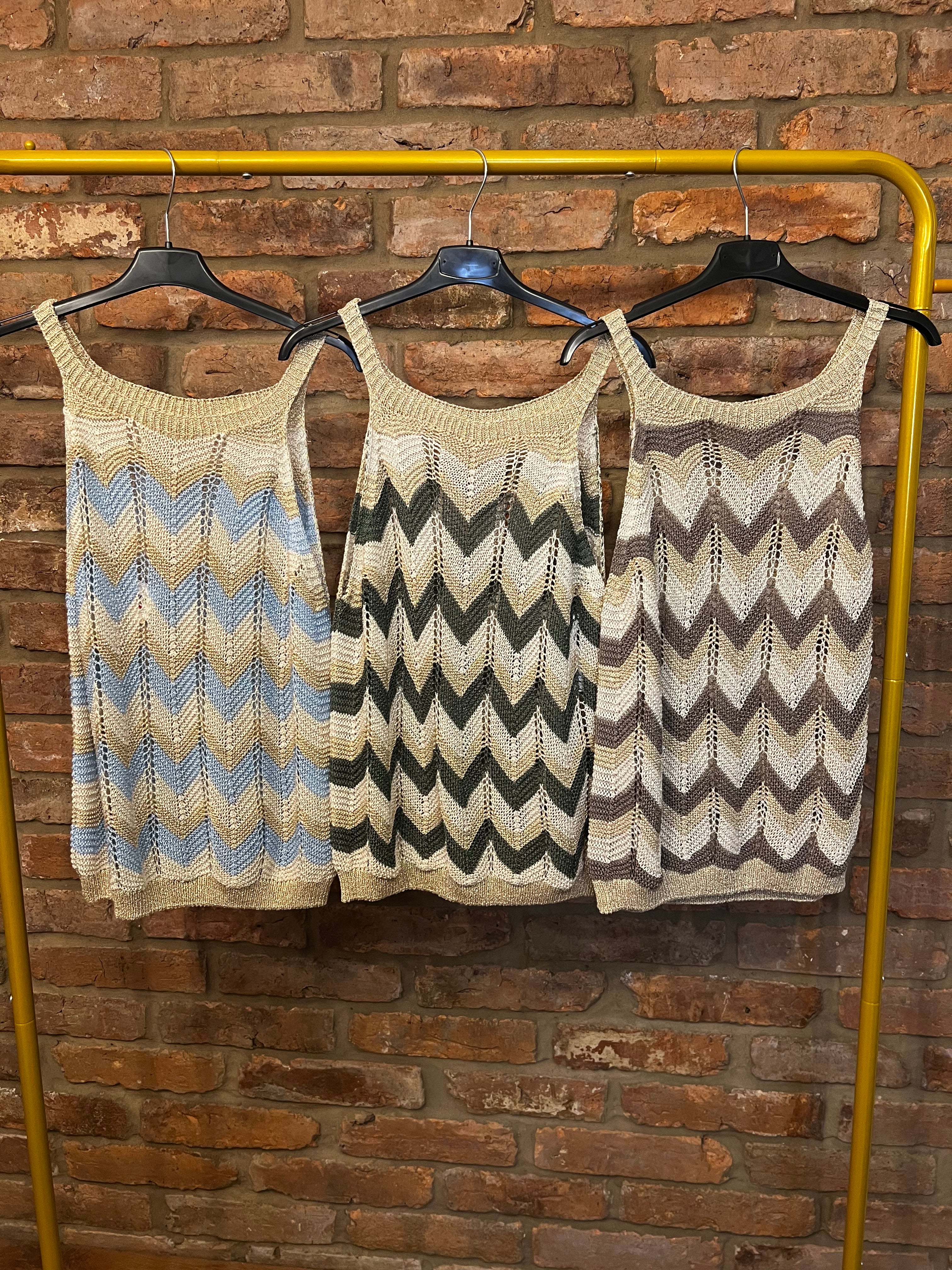 Wave print crochet vest top