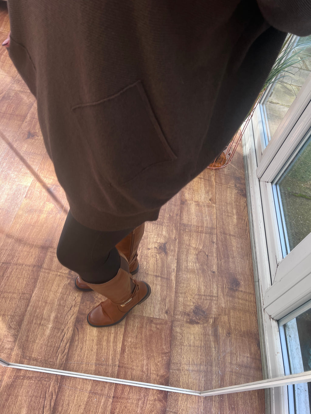 Brown plait back jumper