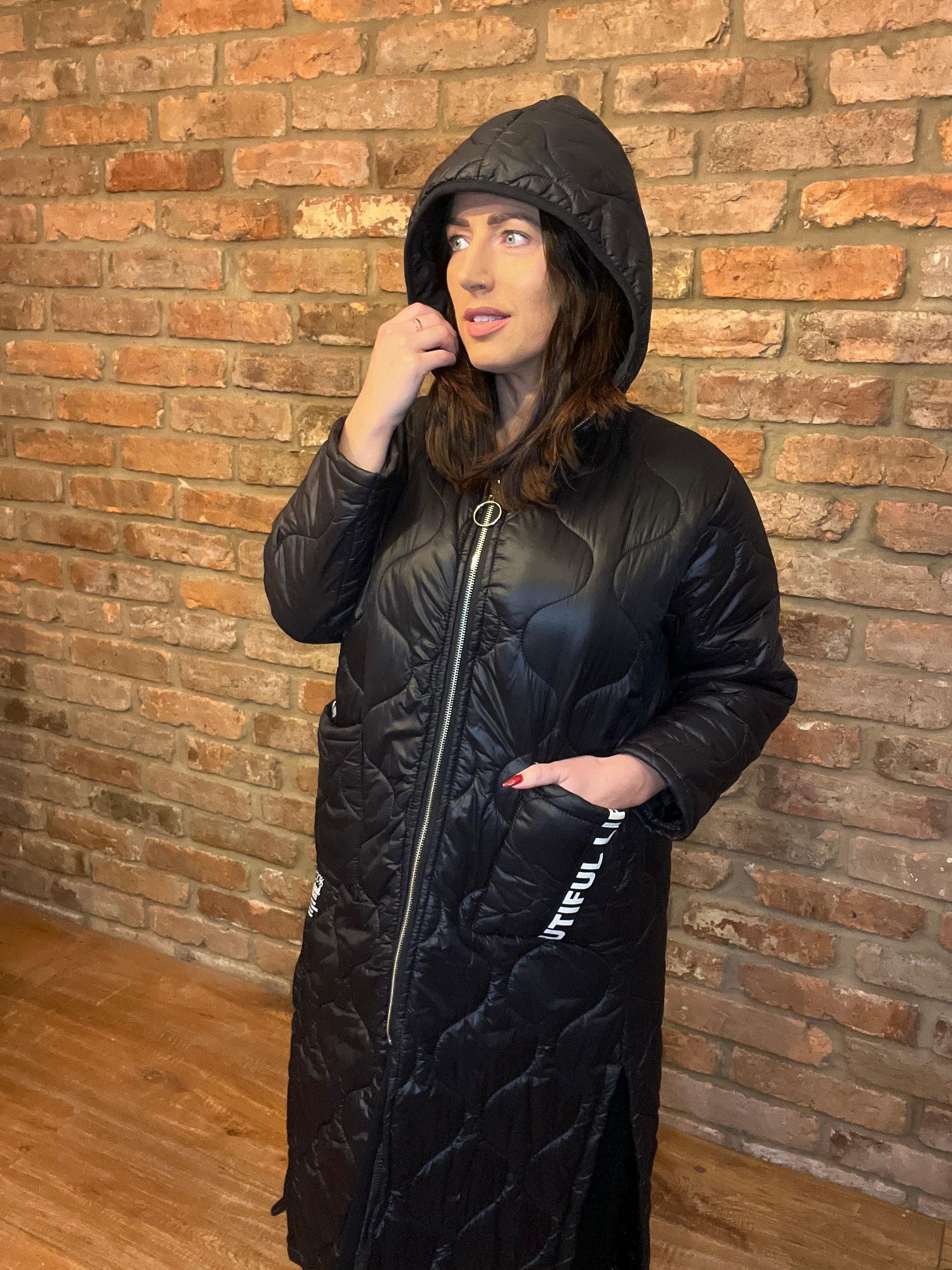 Black padded winter coat