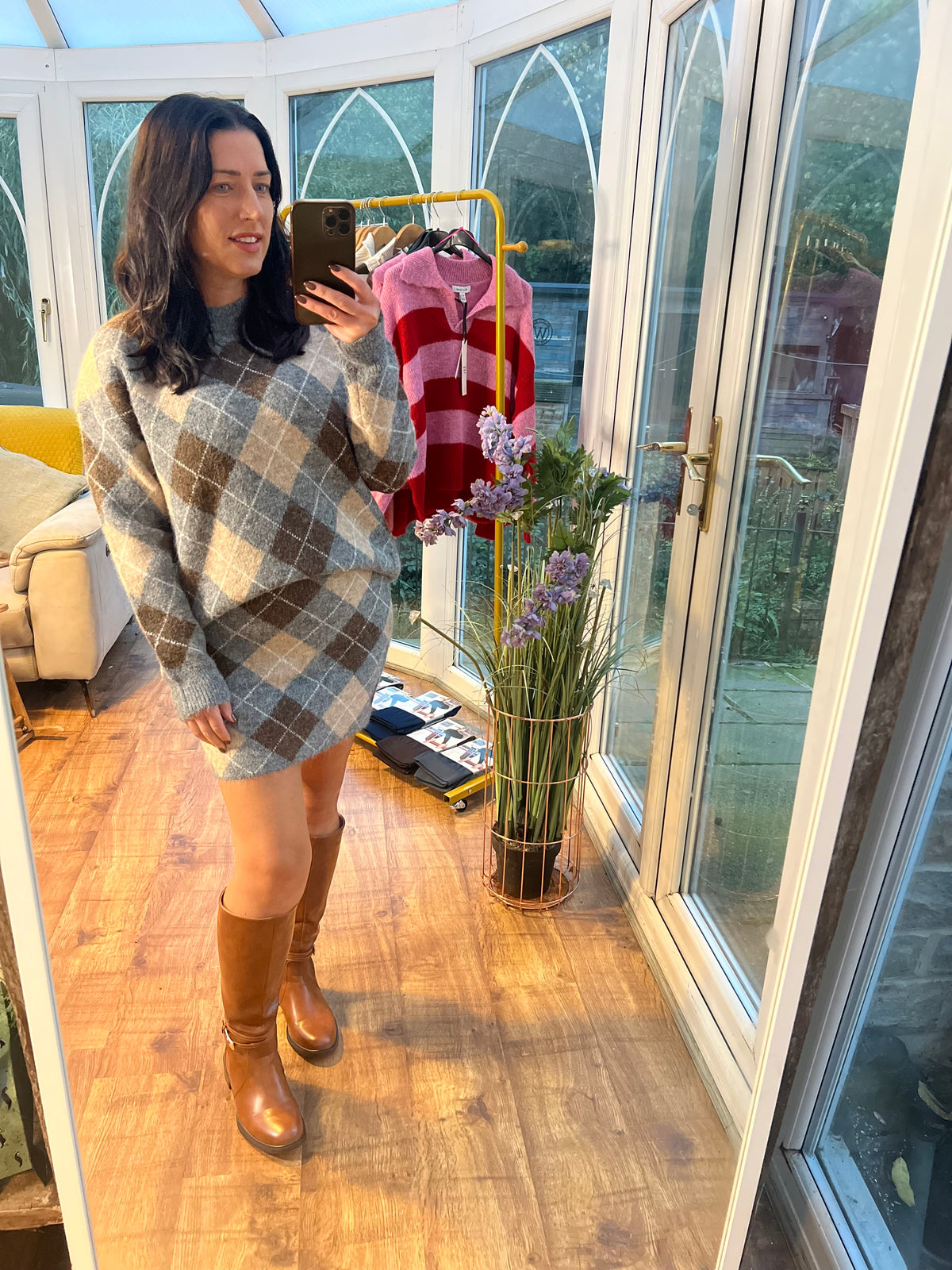 Check co ord jumper and skirt
