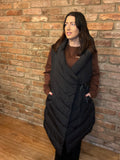 Sleeveless black hooded coat