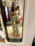 Green and beige jumpsuit