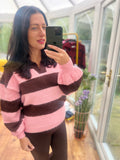 Pink and Chocolate striped jumper