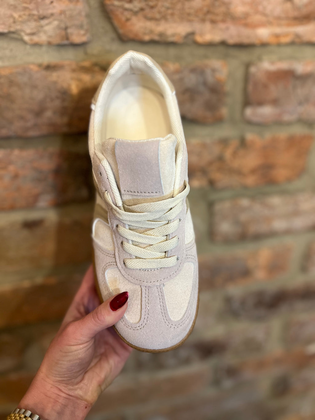 Cream, beige and tan trainers