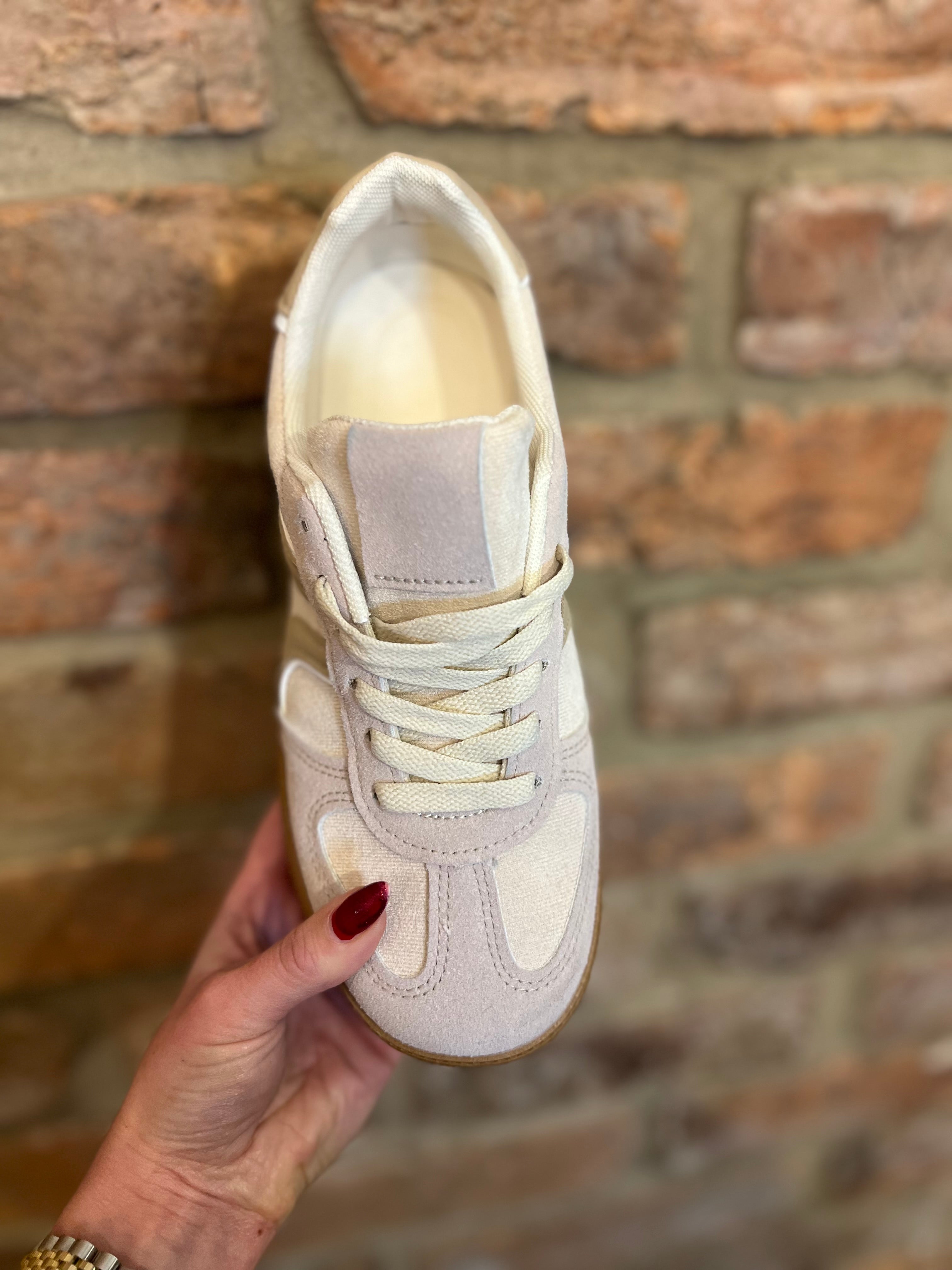 Cream, beige and tan trainers