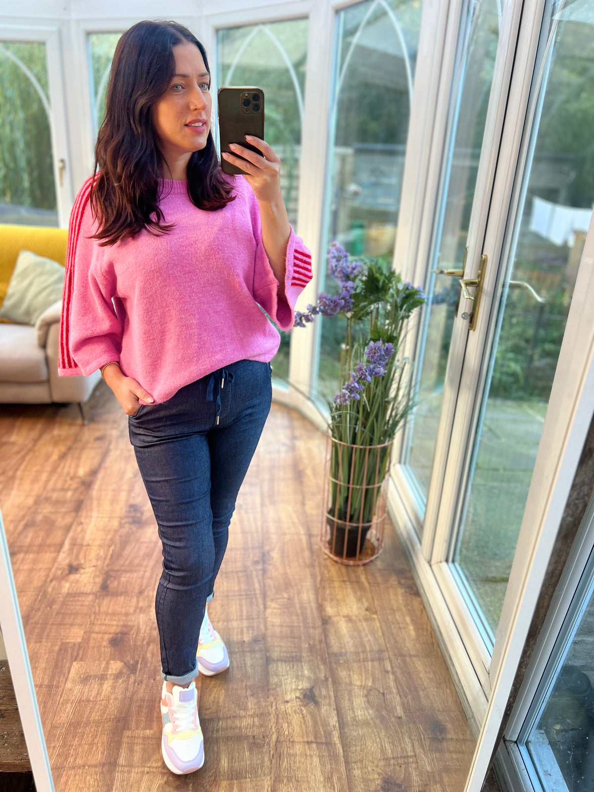 Pink 3/4 sleeve jumper