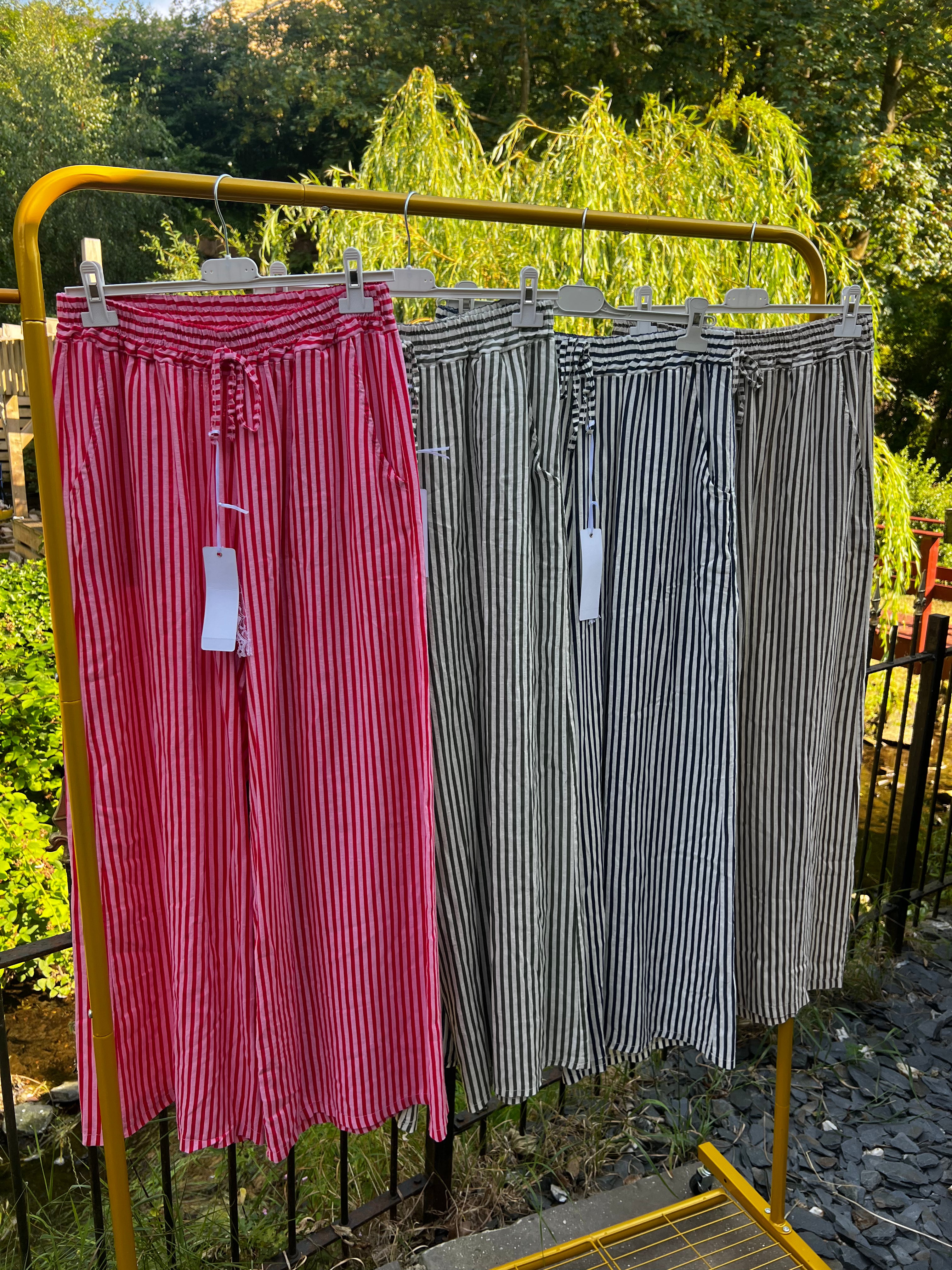 Stripe linen blend trousers