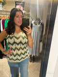 Wave print crochet vest top